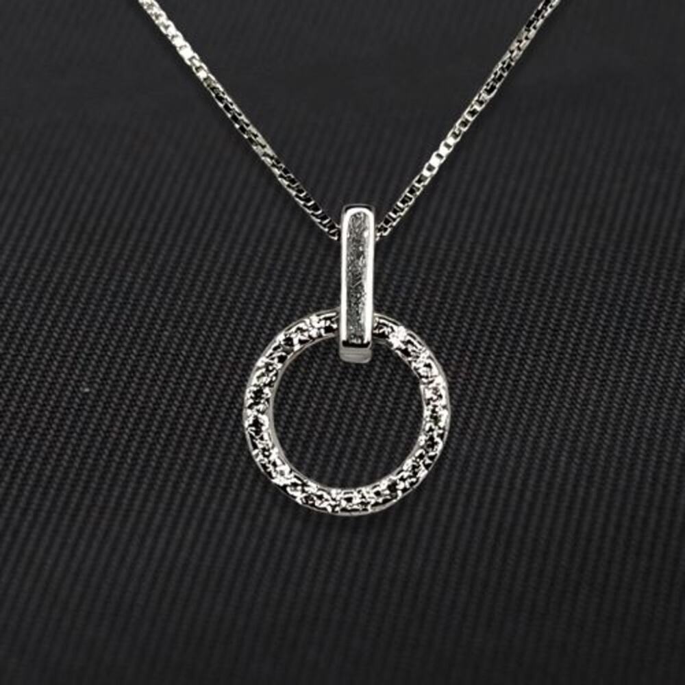 Circle Pendant Necklace Micro Paved CZ 925 Sterling Silver NWT
